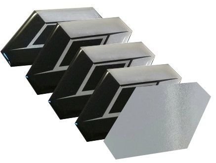 Emblematy naklejki silikonowe  4 sztuki romb romby srebrno czarne zamienniki oryginałów do RENAULT Reault na kołpaki samochodowe, dekielki do felg aluminiowych , na kierownice