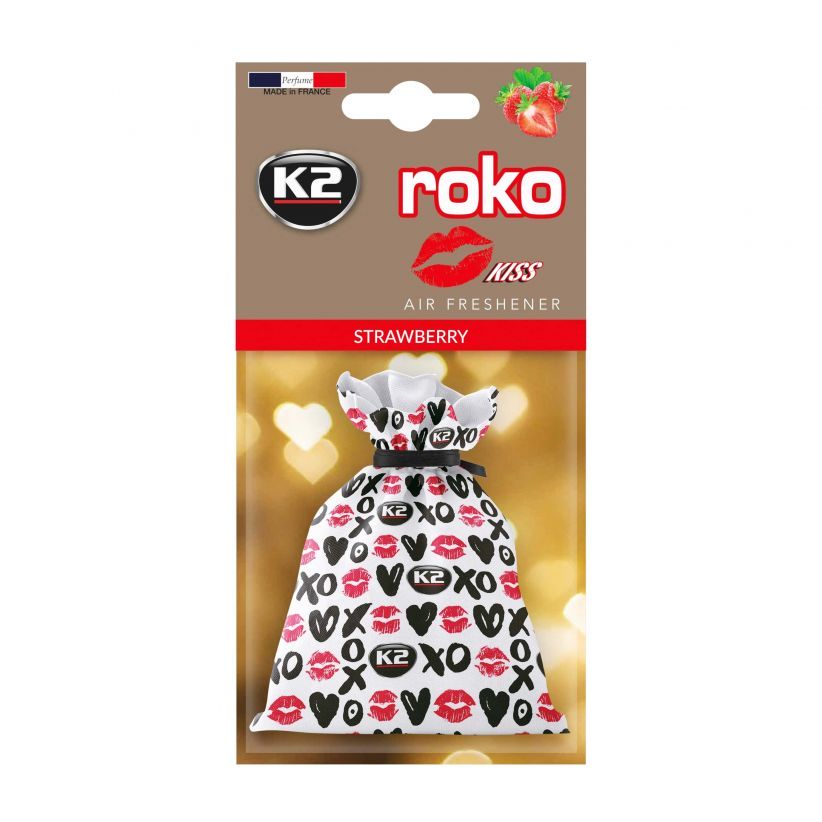 Zapach Roko Kiss Truskawka - Modny odświeżacz powietrza w woreczku o zapachu truskawkowym
