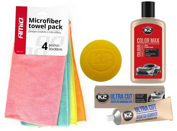 Zestaw K2 czerwony wosk pasta do samochodu na rysy